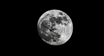 Naklejka premium Grayscale full moon against dark sky