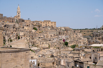 Fototapeta premium Ancient Sassi di Matera and Bell Tower, Basilicata, Italy