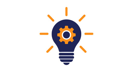Creative idea concept icon featuring a cogwheel within a lightbulb, symbolizing innovation and problem-solving