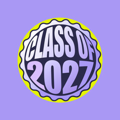 Class of 2027 circular badge with wavy yellow border