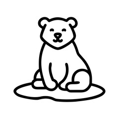 Stylized Line Art Illustration of a Sitting Polar Bear.