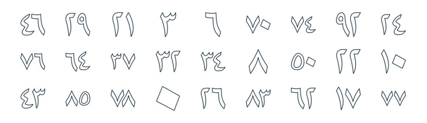 Obraz premium linear arabic numbers icon pack. vector thin line icons collection such as numerical, numerical, numerical,