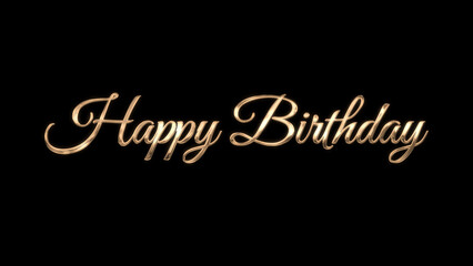 Happy Birthday Text Image with Lettering Style and Gold Texture.