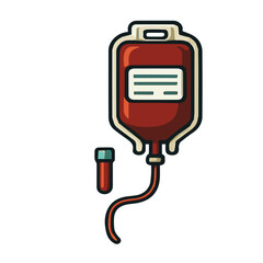 A hanging blood bag used for transfusion or donation.
