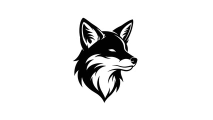 Fototapeta premium Black and white fox head illustration isolated on white background