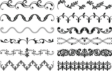 Obraz premium Collection of decorative black and white ornamental borders and flourishes