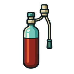 A small medical vial used for fluids or chemical solutions.
