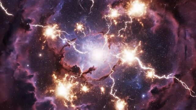 Abstract illustration of a cosmic event with dynamic energy and celestial elements
