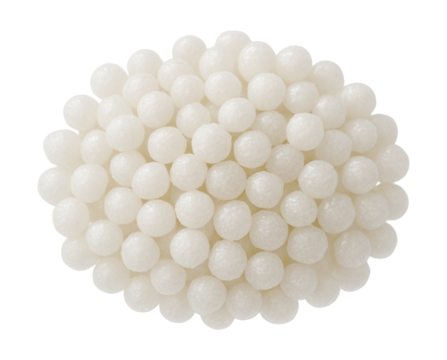 Urea granules for enhancing concrete workability in freezing conditions.