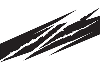 Black claw marks on white background abstract design