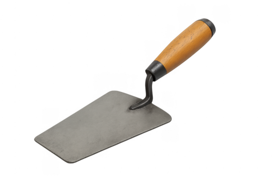 Masonry trowel with wooden handle for construction work