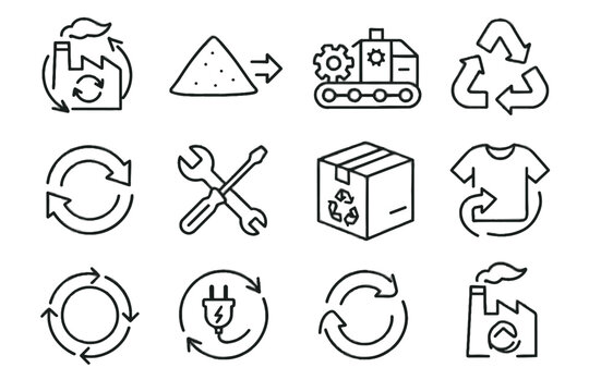 Vector circular item product arrows loop reuse factory input icon closed flowchart