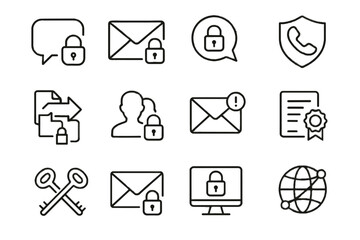 Encrypted protection exchange envelope secure icon transfer notification vector icons communication conversation