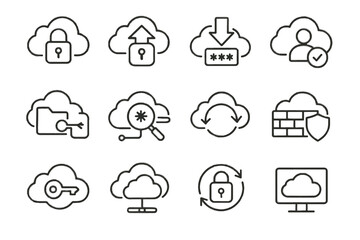 Fototapeta premium Device cloud lock vector encrypted icons download icon connected key monitoring backup