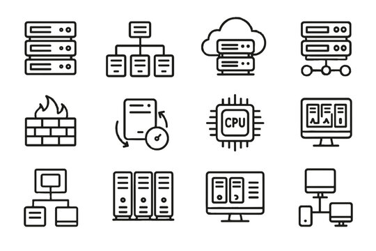 Server icon ram load cloud vector devices icons cpu virtual center storage