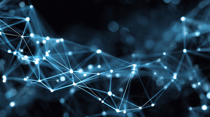 Abstract network connections, nodes and lines forming a digital web, symbolizing connectivity and data flow