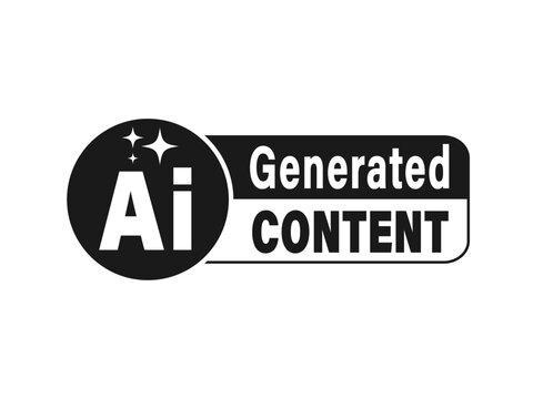 AI generated content . Information sign with the symbol inside a circle and text on the right in black and white. Badge.