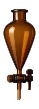 Amber glass dropping funnel with stopcock for precise liquid dispensing in labs.