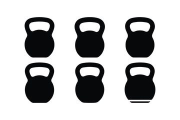 Kettlebell Fitness Equipment Icons Set