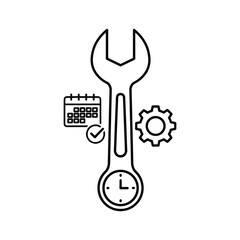 Line icon set for maintenance service, repair, and scheduling