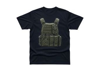 Tactical vest with magazine pouches isolated on transparent background