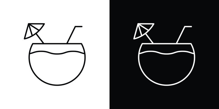 Coconut drink icons isolated outline vector icon with editable stroke