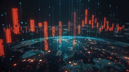 Visualizing global economic growth  upward arrows surrounding a glowing earth for 2026 new year