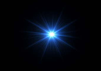 Bright blue starburst abstract background with radiant light explosion