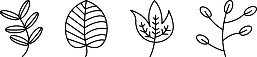 Botanical Leaf Outline Icon Collection