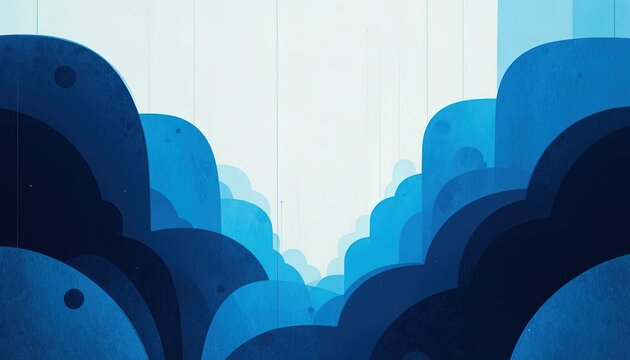 Serene blue gradient abstract background with layered cloud shapes for calming designs and peaceful projects, perfect for modern and minimalist themes