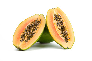 Fresh Green Papaya isolated on white background