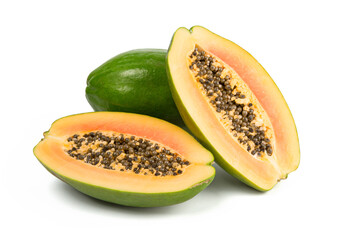 Fresh Green Papaya isolated on white background