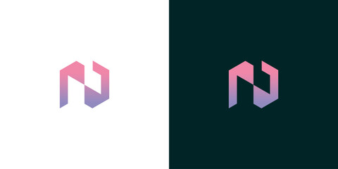 Abstract Geometric Letter N Logo with Gradient Design for Modern Branding