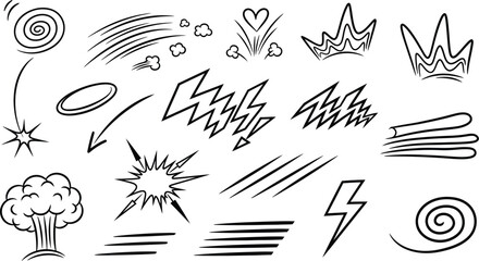 Obraz premium Hand drawn comic style elements and effects collection