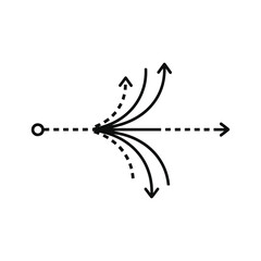 Abstract graphic showing divergence from a central point isolated on