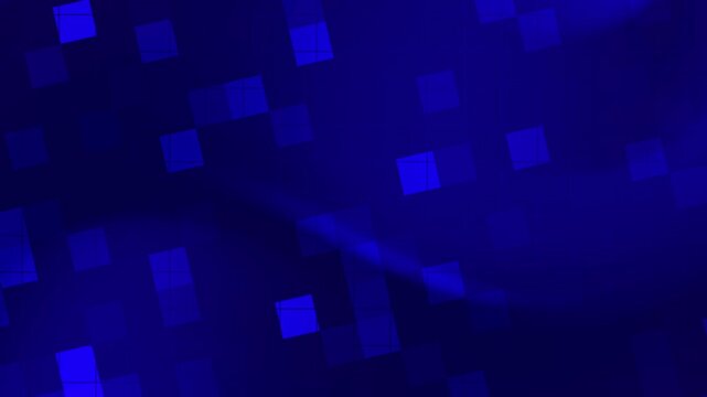 Dark blue pixellated background with scattered blurry light squares. Suitable for web design, presentations, digital art, and graphic projects.