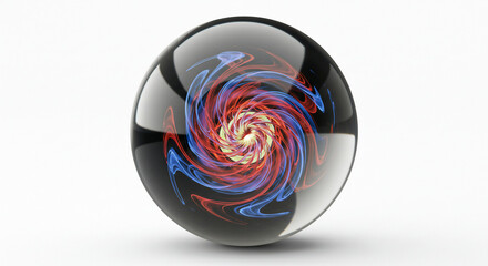Glass orb with abstract swirling colors