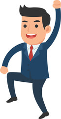 Happy Businessman Character Jumping with Excitement