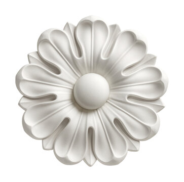 White gypsum rosette featuring petal-like blades with a satin finish.
