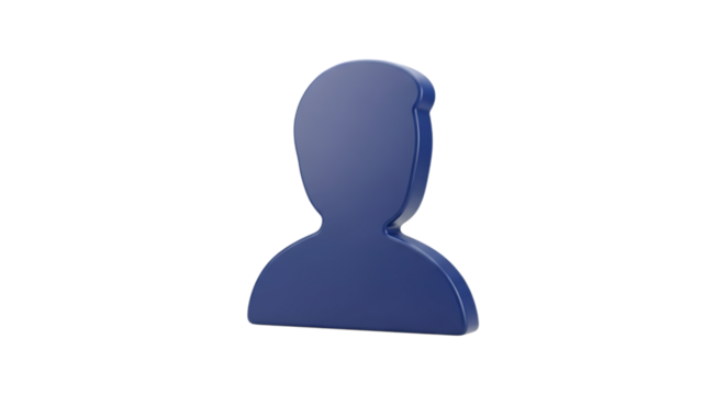 Blue 3d generic user profile icon avatar placeholder isolated