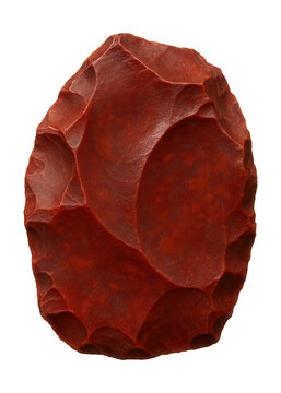 Chert fragment featuring conchoidal fracture and rich red hue.
