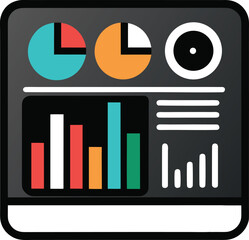 Black business analytics dashboard icon isolated on transparent background