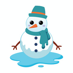 Snowman with hat and scarf on white background winter illustration