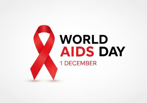 World aids day with red ribbon isolated on white background awareness, solidarity, and support for people living with hiv and aids