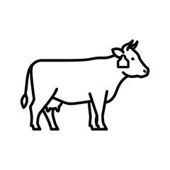Simple line icon of a cow with an ear tag, isolated on