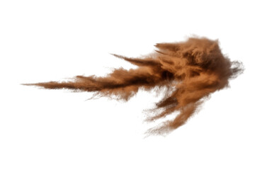 Brown dust cloud explosion motion isolated on a transparent background