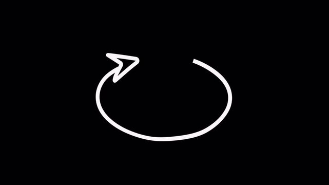 Doodle arrow handdrawn white circles on black background perfect for presentations, infographic design, web banners, and social media posts. 4K Video Alpha Channel.