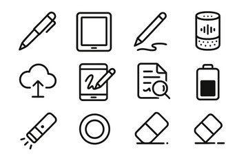 Smart assistant writing recognition icons scan vector function erase voice stylus ai