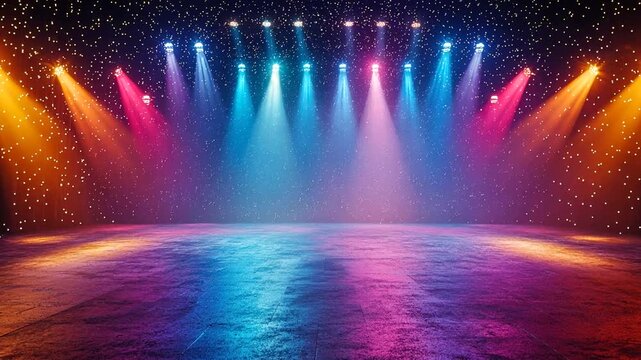 vibrant stage with colorful spotlights video