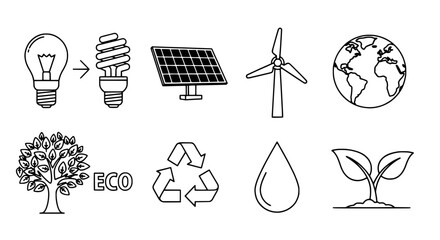 Eco-Friendly Energy and Sustainable Solutions Icon Set